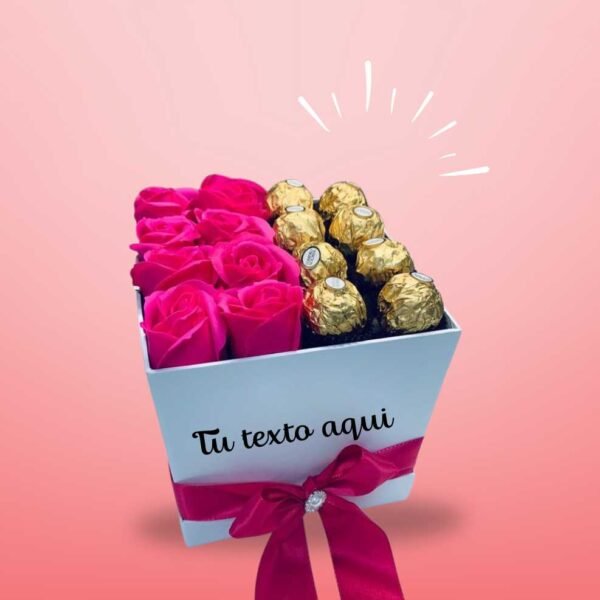 Arreglo con chocolates "LoveBox Rosa"