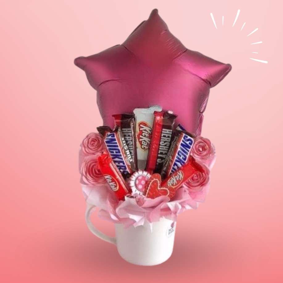 Taza con chocolates "Pink Lover"